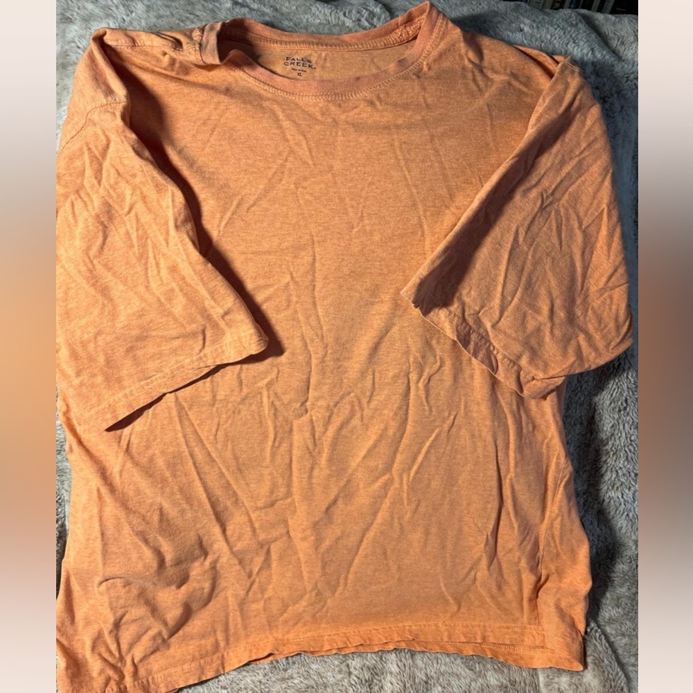 Falls Creek Orange Cotton T Shirt XL Casual Basic Tee
